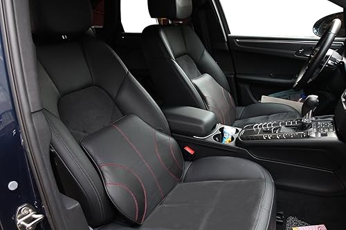 Miniatura 3 de au-kee - Almohada suave para el cuello, cojín de espuma viscoelástica de cuero y cojín con correa ajustable para silla de coche, soporte lumbar y