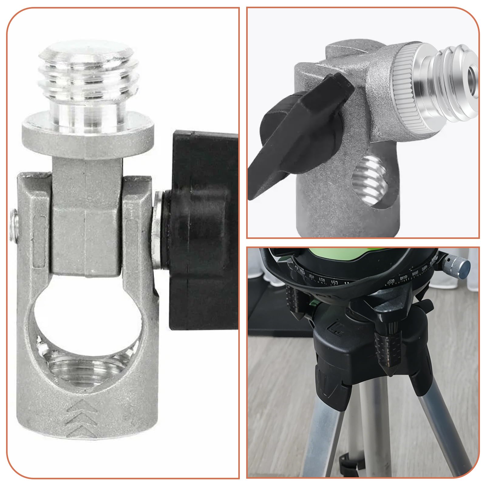 Lot de 2 adaptateurs filetés 5/8" vers 1/4" pour trépied 1/4"-20" à 5/8"-11, adaptateurs filetés en alliage d'aluminium, pour niveau laser