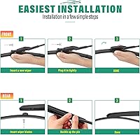 Vista 18 de 26" 20" 16" Windshield Wiper Blades Replacement for Dodge Grand Caravan 2008-2020 / Chrysler Town & Country 2008-2016 Premium All Weather Front Rear