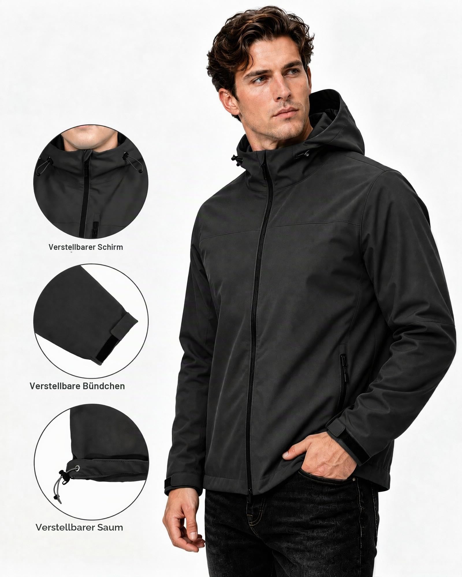 Regenjacke Herren Wasserdicht Atmungsaktiv regenjacken für herren Windbreaker mit Kapuze dünne fahrrad regenjacke herren