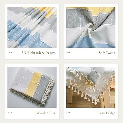 Miniatura 4 de Cosmine Mantel de Navidad impermeable para mesa de comedor, mantel rústico de cocina de granja, mantel rectangular de lino de algodón para bufé y