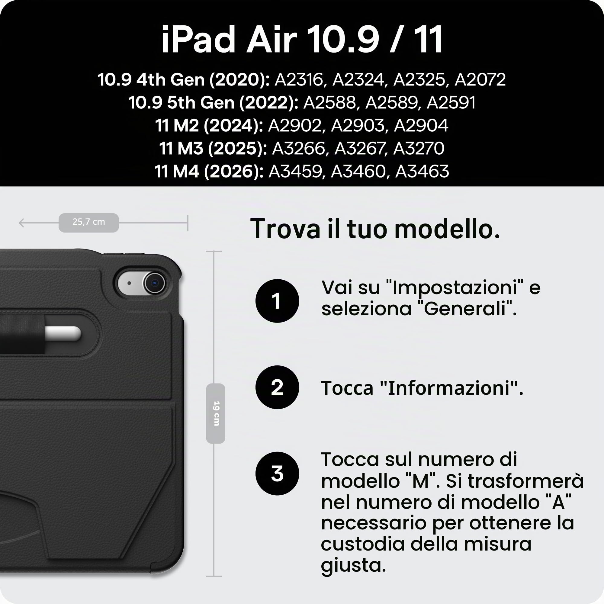 ZUGU Case Cover per iPad Air 11 M2/M3/M4 & Air 10.9 Gen 5/4 [Sabbia] | Custodia Protettiva Sottile - Supporto Magnetico Regolabile 8 Angoli - Porta Pencil con Ricarica Wireless - Auto Sleep/Wake