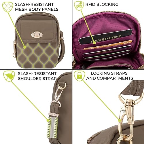 Miniatura 5 de Travelon Bolsa cruzada para teléfono antirrobo para mujer, Zafiro, talla única , Travelon Bolso bandolera antirrobo para teléfono