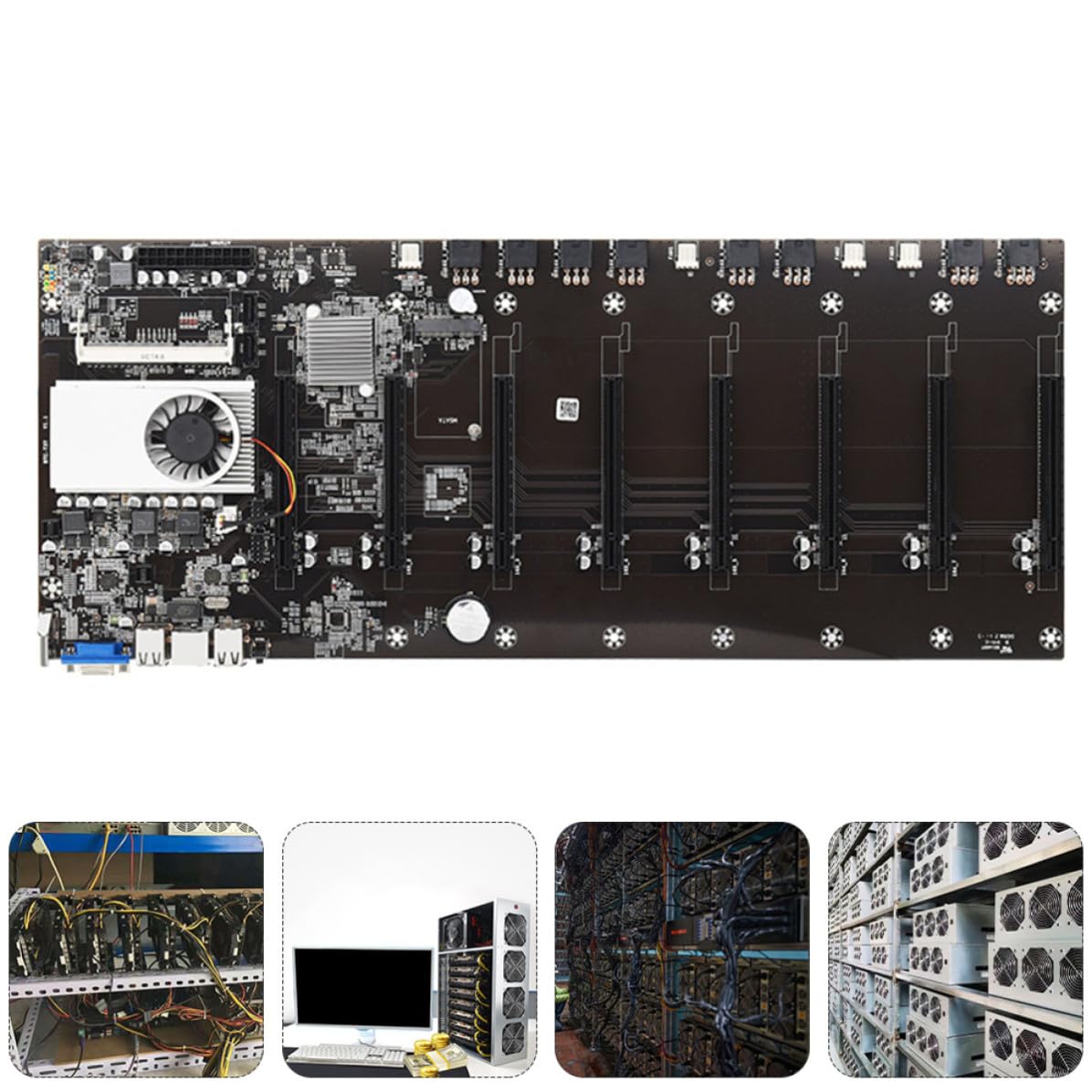 Scheda Madre per Macchina Mineraria CPU 8 Slot Gpu, Memoria Ddr3 e Interfaccia Vga Integrata, Pcb e Raffreddamento Ridotto per Mining Efficiente