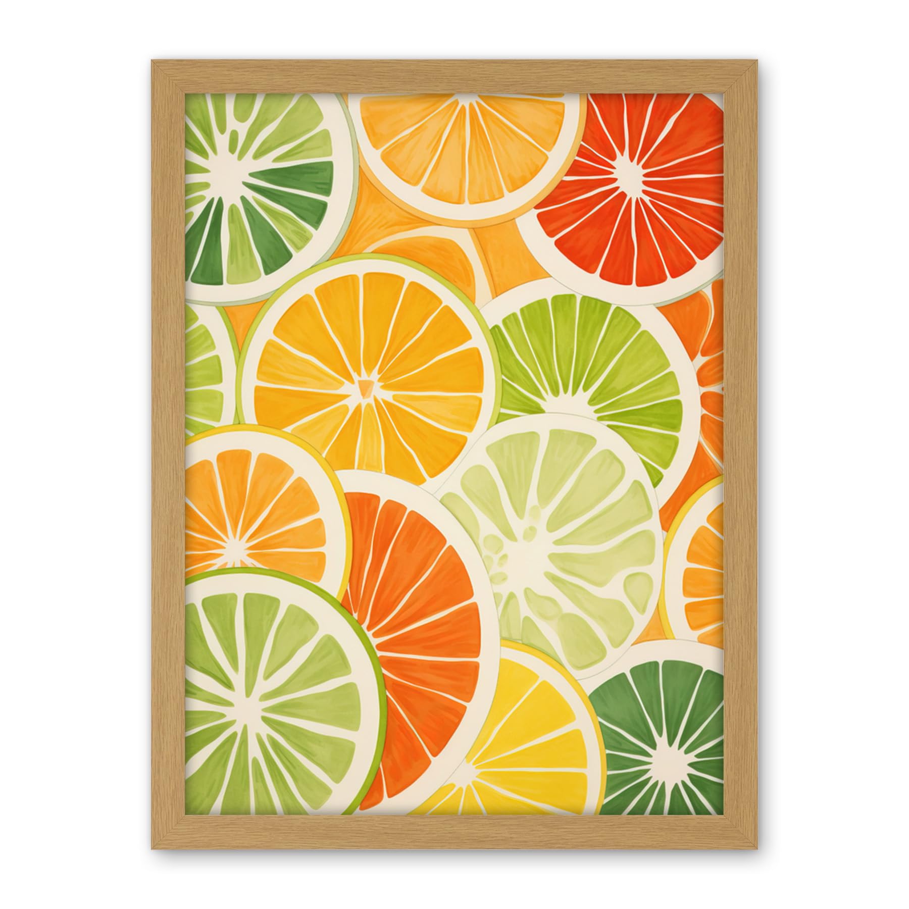 Artery8 Slices of Limes Oranges and Grapefruit Bright Watercolour Painting Kitchen Artwork Framed Wall Art Print 18X24 Inch