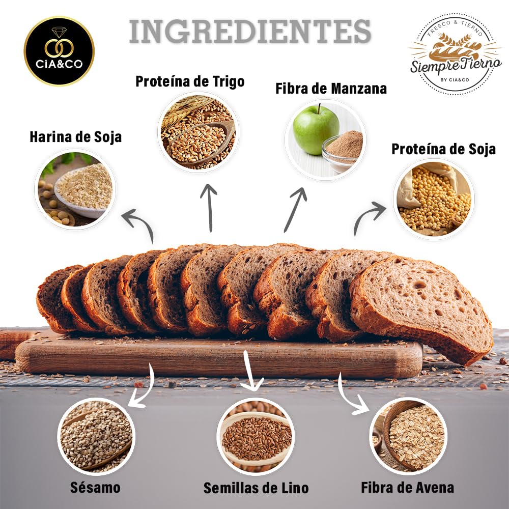 Pan Proteico SiempreTierno XXL 500g Bajo en Carbohidratos 25% Proteínas Keto