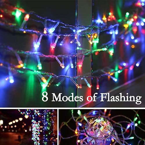 Miniatura 8 de Guirnalda de luces para exteriores, 66 pies, 200 luces LED impermeables parpadeantes, 8 modos de iluminación, luces de Navidad para dormitorio,
