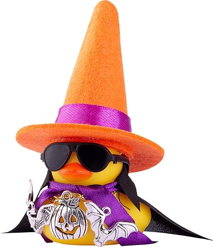 MuMyer Adornos de pato de goma para automóvil, decoraciones de tablero de automóvil con mini sombrero de bruja, gafas de sol, collar, accesorios de disponible en Yaxa Peru