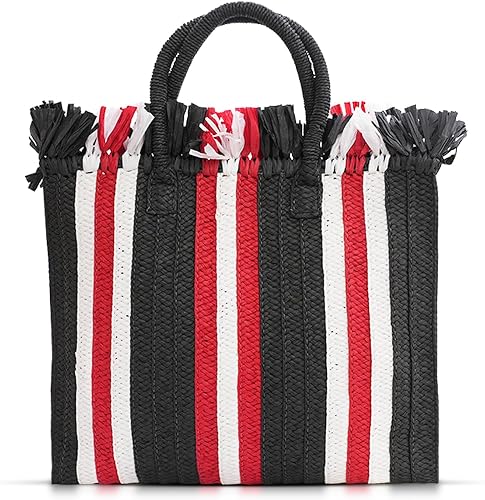 QTKJ Beach Bag for Women, Tassels Tote Bag, Large Capacity Shoulder Bag, Handmad