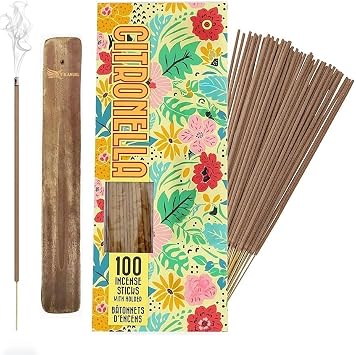 100 x Citronella Incense Sticks With Holder Large Insect Mosquito & Bugs Repellent Sticks,Use for Home Office and Burner Outdoor Living Range Garden Patio Camping and More by VR Angel