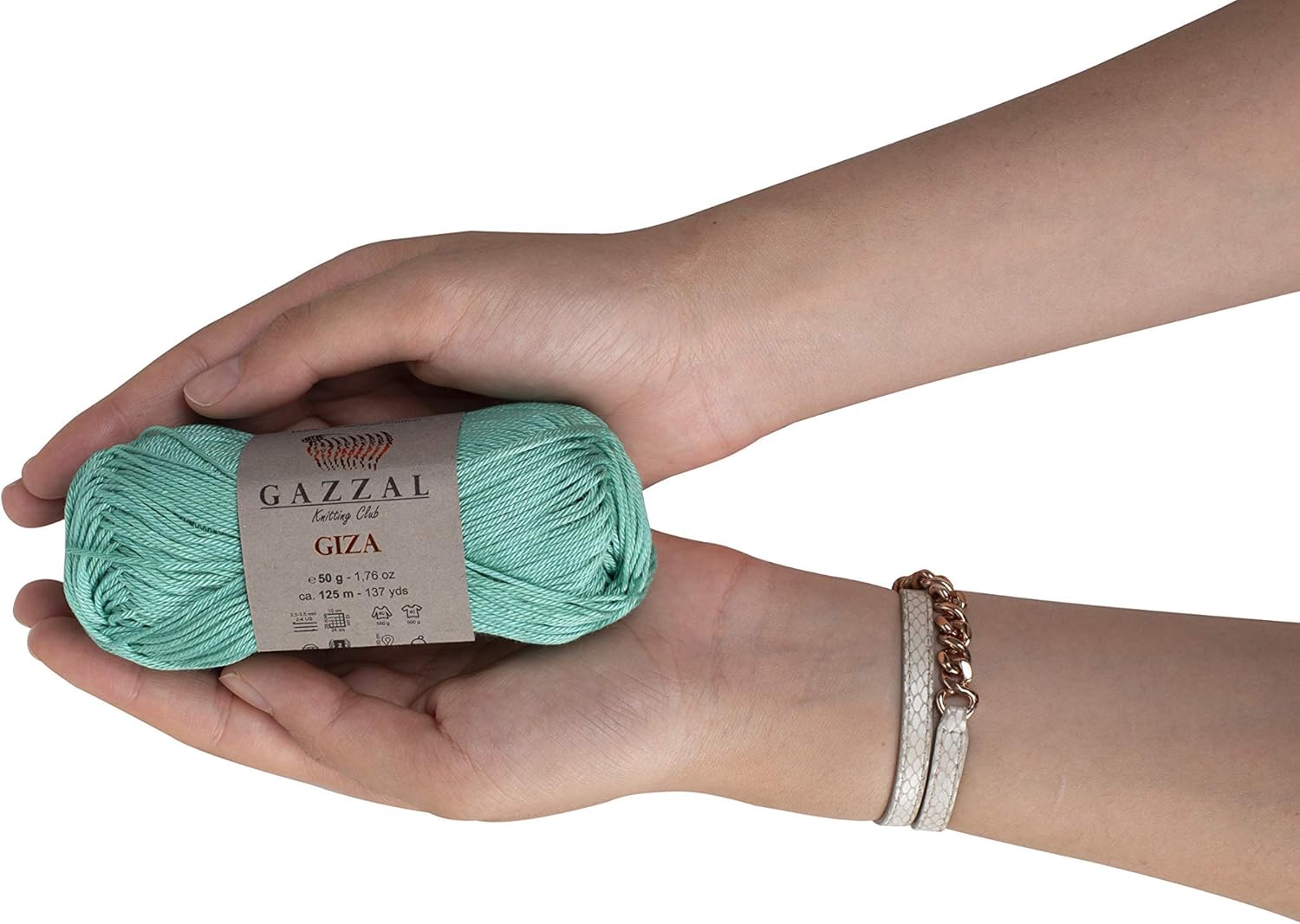 5 Skein (Pack) Gazzal Giza, 100% Mercerized Cotton, Each 1.76 Oz (50g), 137 Yrds (125m), Soft, Fine 2, 42% Acrylic, 58% Cotton, for Summer Garments, Accessory Projects, and Amigurumi (2451)