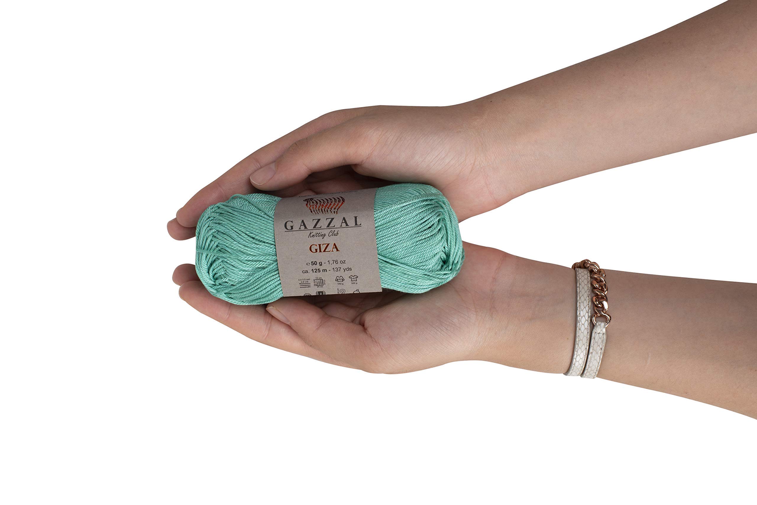 10 madejas (paquete) Giza, 100% algodón mercerizado para Crochet, cada una 50 g (50 g) (125 m) fino 2