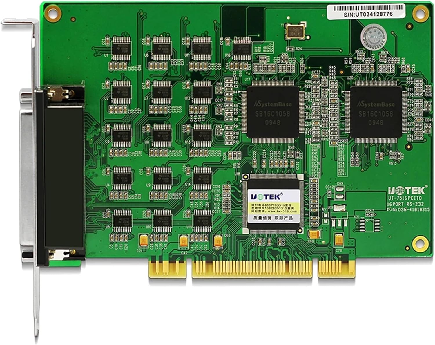 1PCs Industrial Grade PCI to RS-232 Serial Card RS232 16 Ports High Speed Converter ESD Anti-Lightning DB9 Connector UT-7516