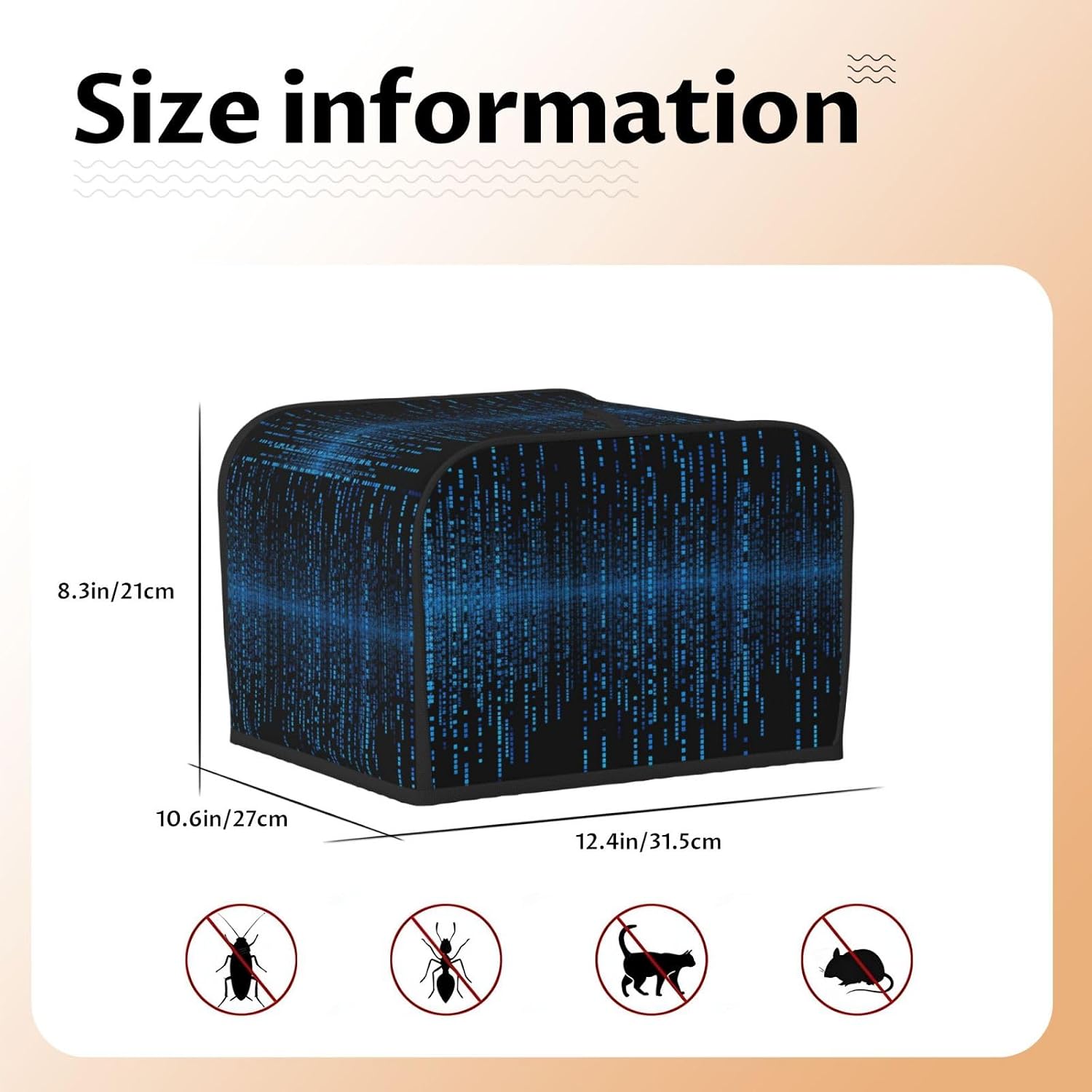 The Blue Binary Matrix Toaster Cover 4 slice Kitchen Small Appliance Covers with Pockets Toaster Dust Cover with Top Handle Oven Cover Washable Universal Bread Maker Cover for Kitchen