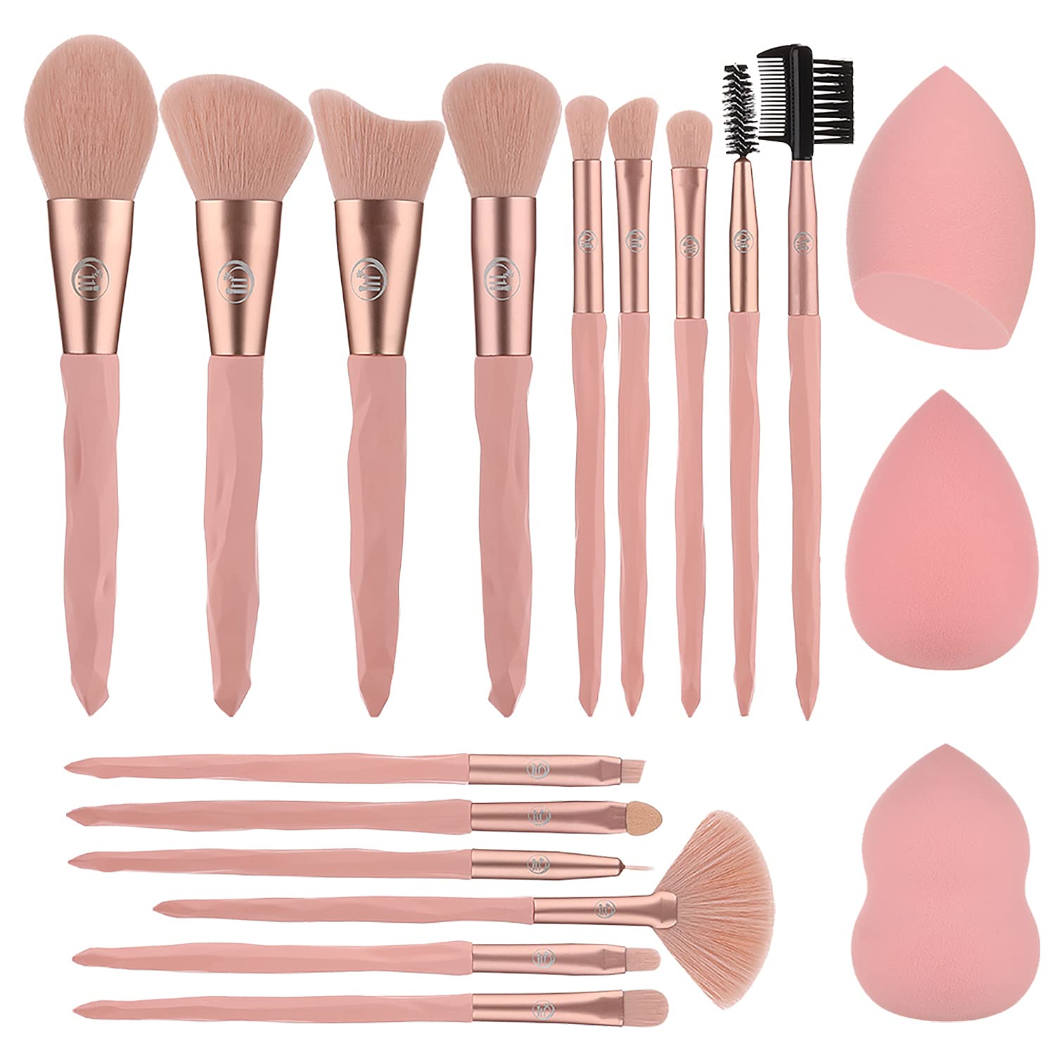 Makeup Brushes 15PCs Makeup Brush Set with 3PCs Makeup Sponge Soft Synthetic Hair Face Make Up Brush Tools for Foundation, Powder, Eyeshadow, Eyebrow, Eyeliner, Blending (Blue)… : Everything Else