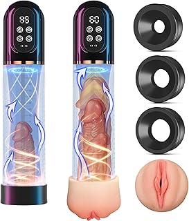 HIVEFUN Pompe à Pénis Sex Toys Homme Masturbeuse, Jouet Adulte pompe à vide électrique pour pénis avec chatte de poche 4+3 modes d'aspiration, Sextoy Pompe à Vide Extender avec 2 anneaux en silicone