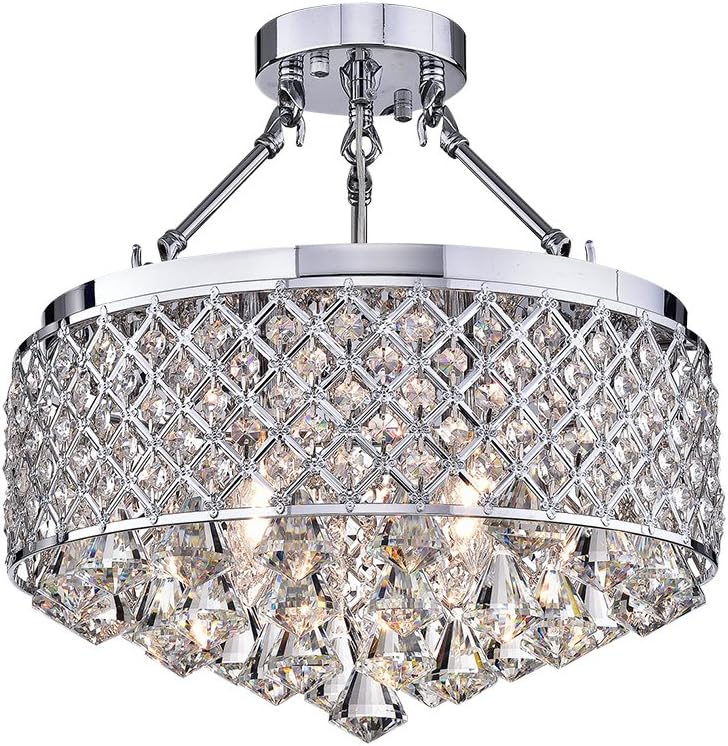 Warehouse of Tiffany RL8161SCH Viola Chrome-Finish 15" Crystal Semi-Flush Lamp
