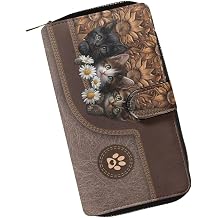 COEQINE Ladies Wallets Pink Leopard Heart Black Printed Leather Phone Long Clutch Purses Check Coin Change Holder