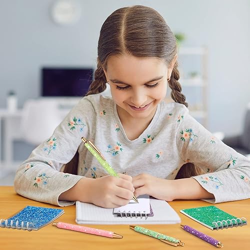 Miniatura 4 de Sherr 16 bolígrafos con purpurina y cuadernos de bolsillo con purpurina, mini cuadernos para niños, bolígrafos elegantes para mujeres, bonitos y