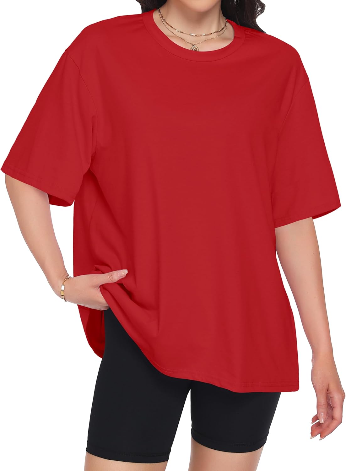 ADOREJOY Oversized Tshirts for Women Crewneck Summer Graphic Tees Short Sleeve Loose Basic Tops - Image 2