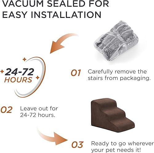 Miniatura 5 de Lesure - Escaleras para perros pequeños, rampa para perros para cama y sofá con espuma certificada CertiPUR-US, escalones para mascotas con parte