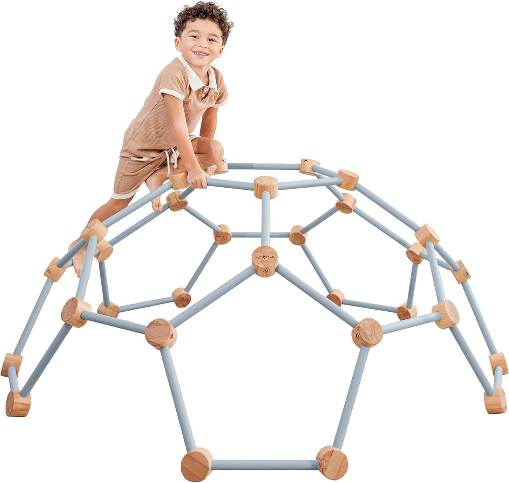 Comfy Cubs Wooden Toddler Play Gym for 3-6 Years Old - Montessori Climber for Kids - Safe Climbing Toy Support up to 120 lbs - Easy to Assemble Kids Climber for Active Play - Pacific Blue — 사진 1