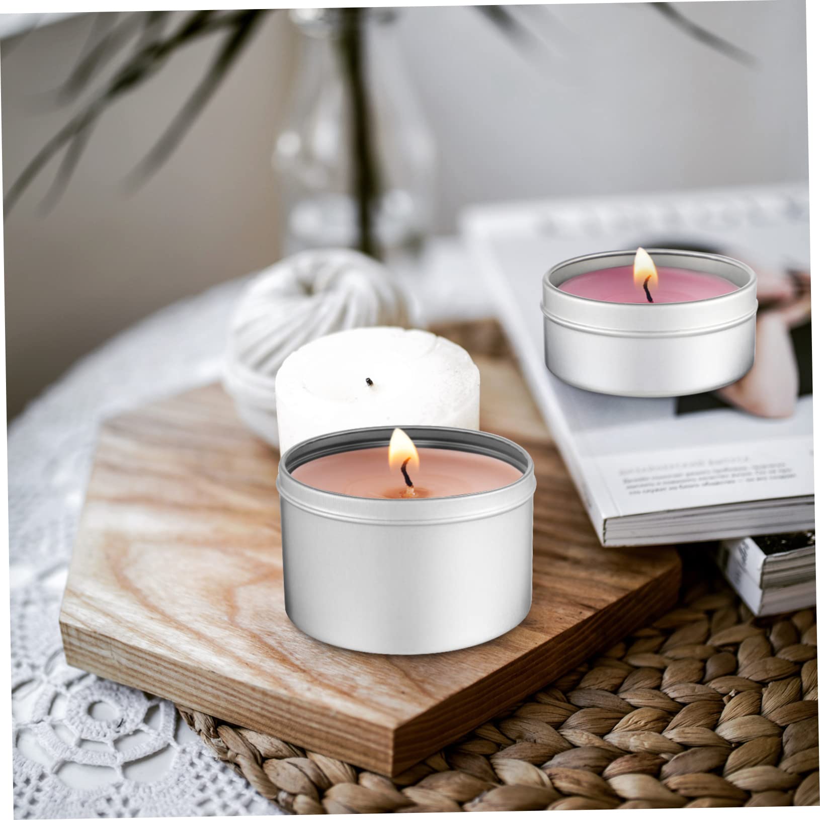 Garneck Contenitori Vuoti per Candele in Alluminio Lattine per Candele Colonna Tealight Stoppini in Cotone Fai da Te