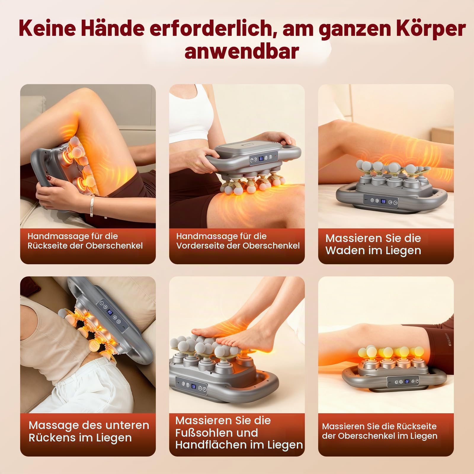 28-Kopf Massagepistole, Massagegerät mit 9 Einstellbaren Geschwindigkeiten und 9 Massagemodi, Massage Gun mit Rotlicht für Nacken Rücken Bein Oberschenkel Schulter Füße Entspannung (1)