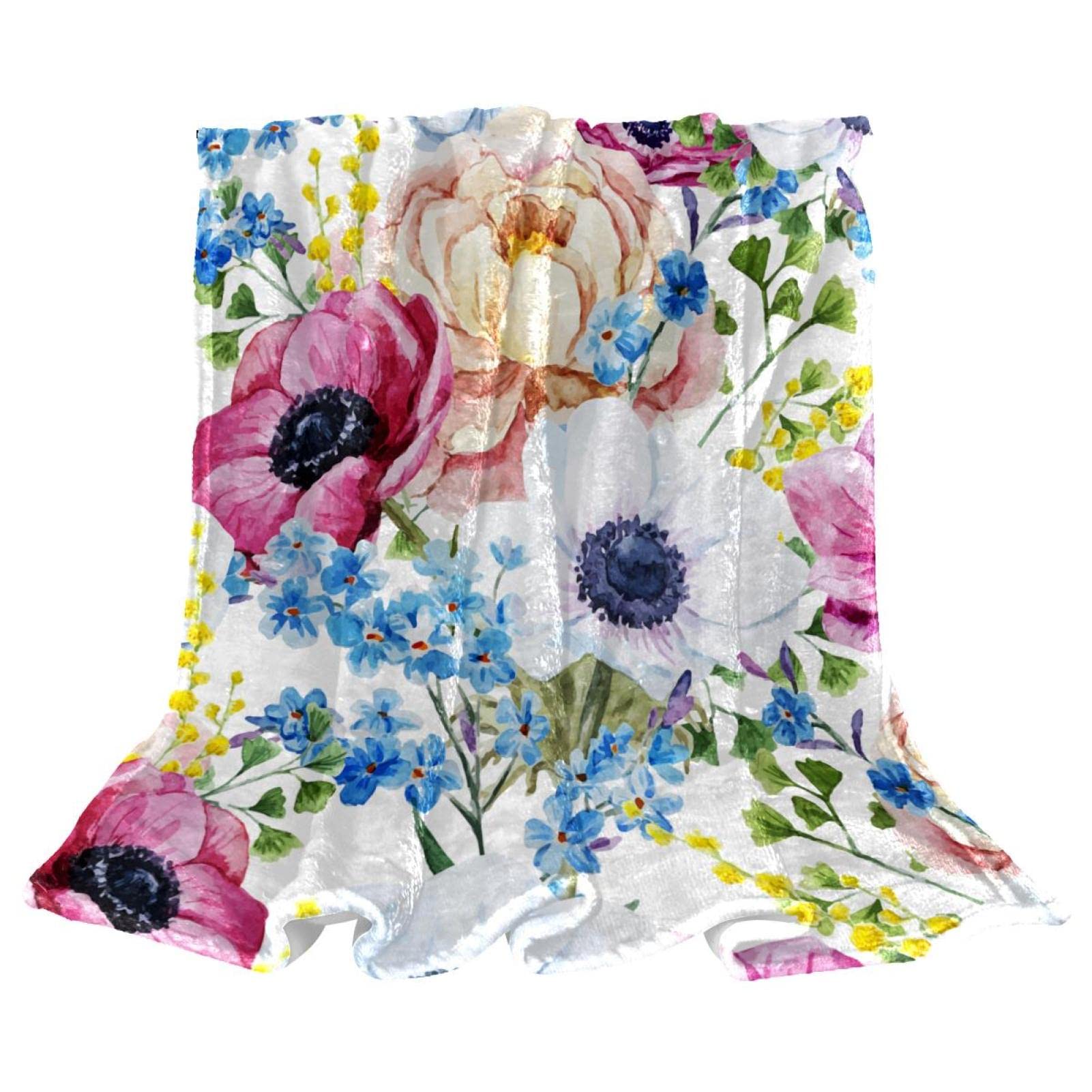 Couverture polaire de literie pour canapé de chambre style fleur de printemps