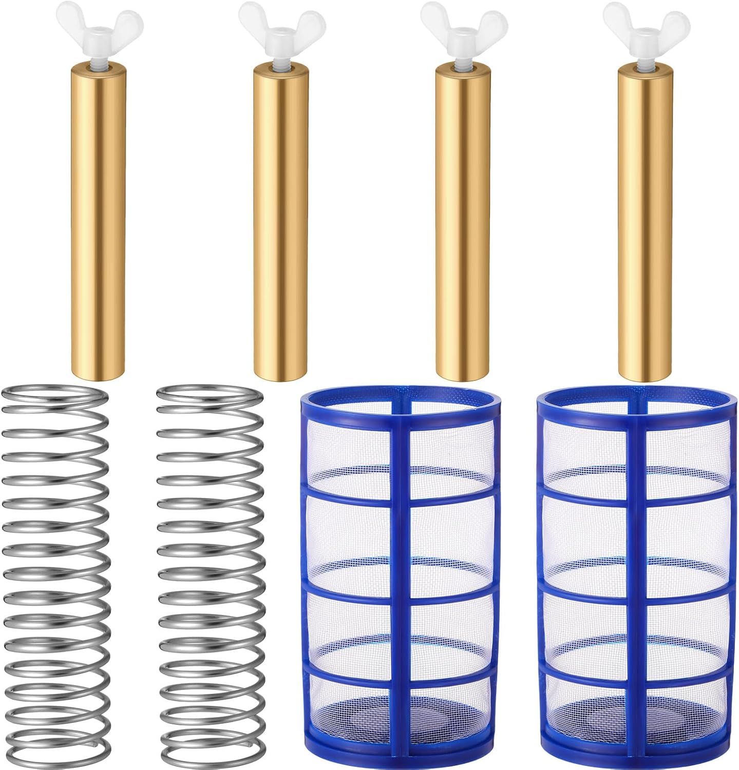 Qualirey 6 Pcs Copper Anode Replacement Kit Solar Pool Replacement Including Copper Anode Basket Screen Spring and Screw for Solar Pool, Reduces Chlorine 4.13 x 0.71 Inch Threaded M6 (Blue)