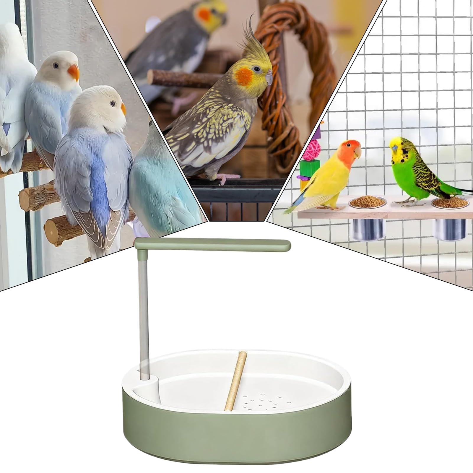 Bain pour Oiseaux De Cage Anti-Éclaboussures Eau Courante | Douche Automatique À Oiseaux Pour Inséparable, Conure, Calopsitte, Pinson, Perruche, Cacatoès, Jardin, Balcon, Patio,