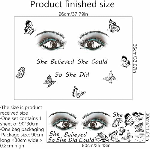 Miniatura 3 de Calcomanías de pared negras con ojos de mariposa, citas inspiradoras de sacinora con palabras motivacionales, calcomanías de pared extraíbles de