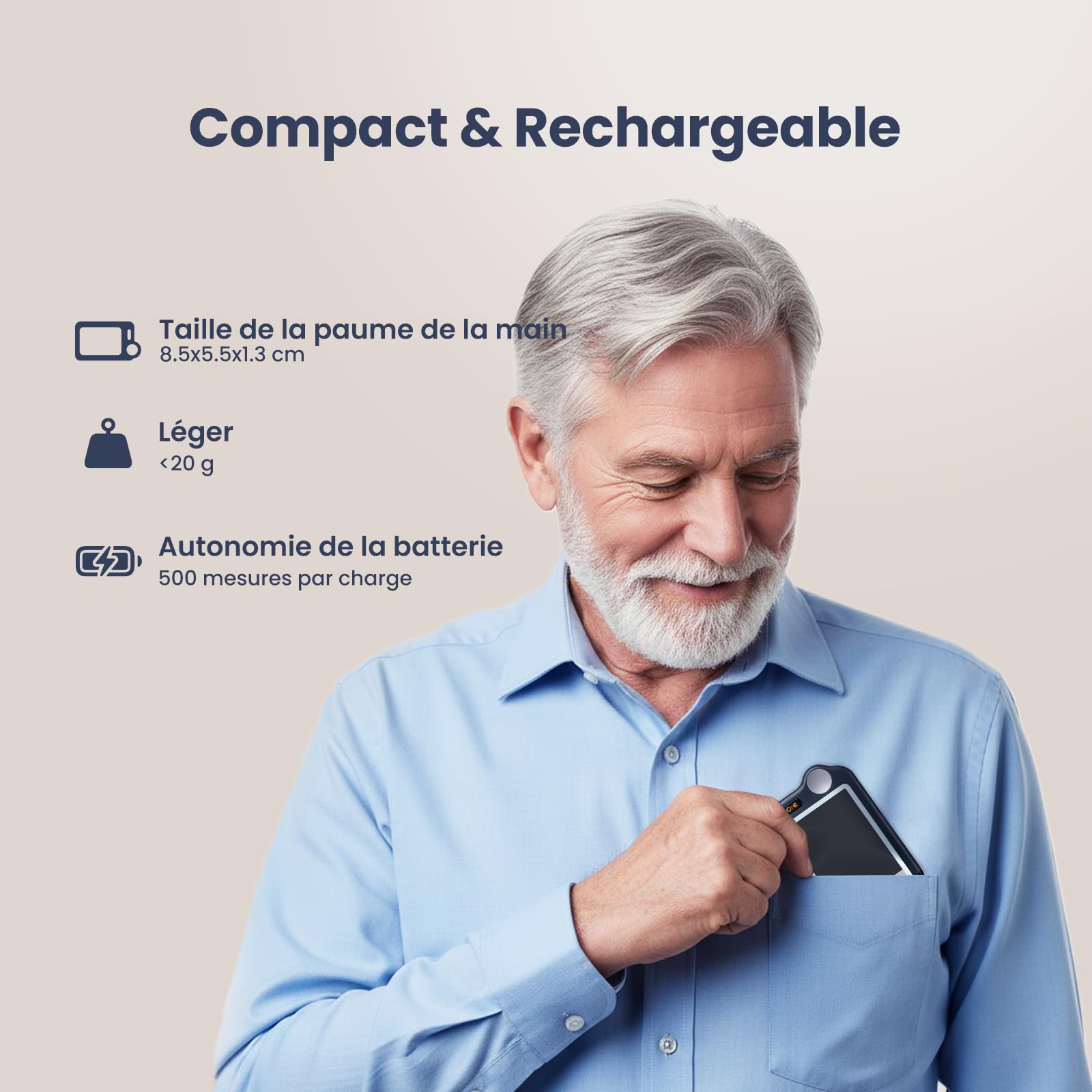 CheckMe Plus Appareil ECG Portable pour Usage Domestique, Fonction d'Analyse ECG, 30s 60s 5min Moniteur ECG Bluetooth avec Affichage en Temps Réel, Mémoire Illimitée (Smartphone et PC)