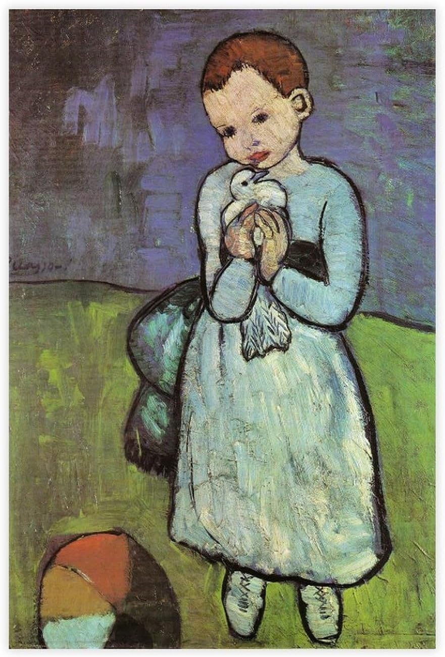 Rikin Liuff Child Holding A Dove Canvas Poster Wall Art Home Decor 40x60cm Frameless