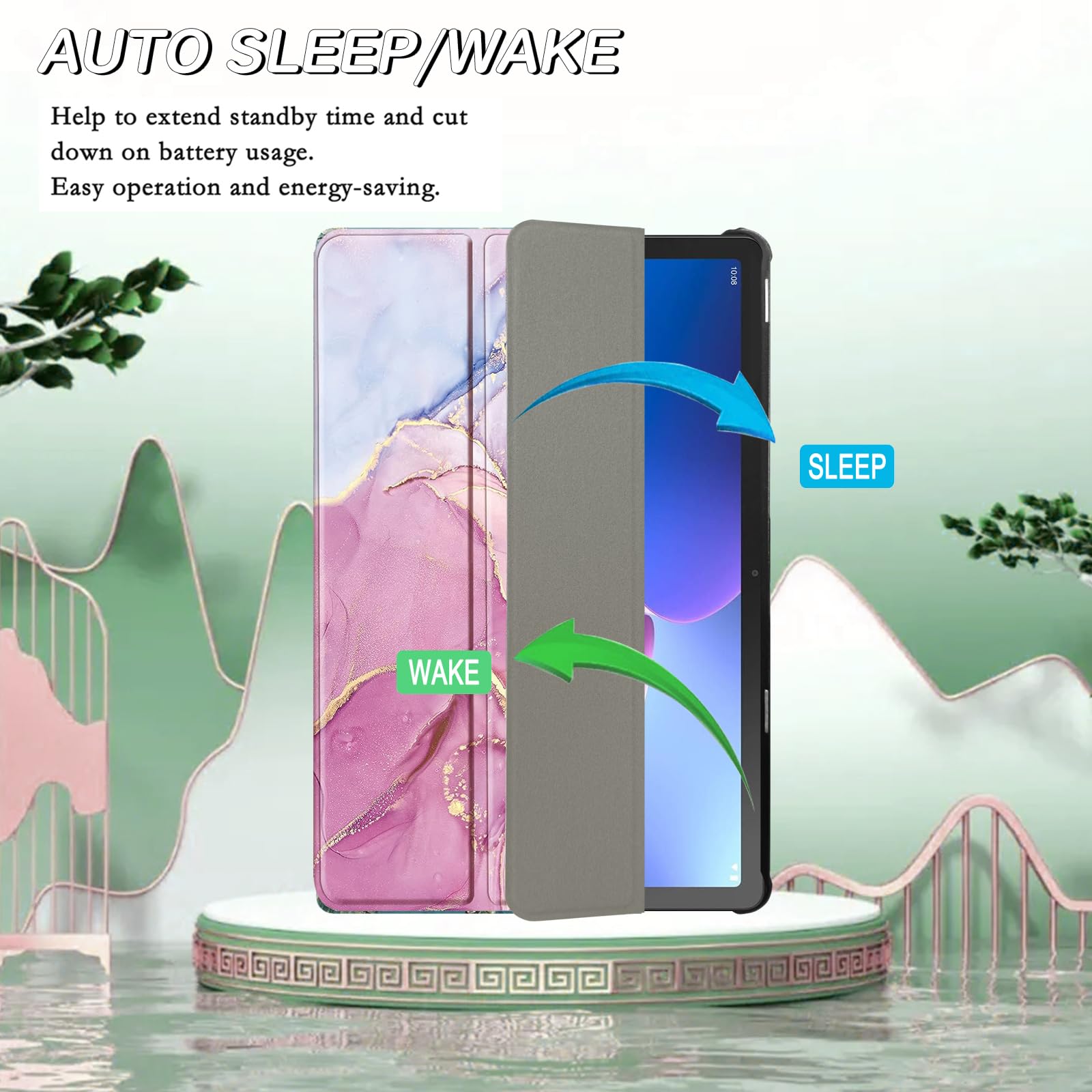 FANSONG Schutzhülle Für Lenovo Tab M10 Gen 3 (2022) – 10,1 Zoll, Mit Auto Wake/Sleep, Verstellbarem Winkel, Hartem PC & Leder, Schlankes Design