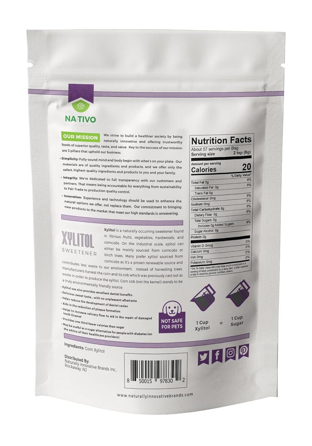 Buy Nativo Xylitol Sweetener 11 Granular Sugar Substitute Non