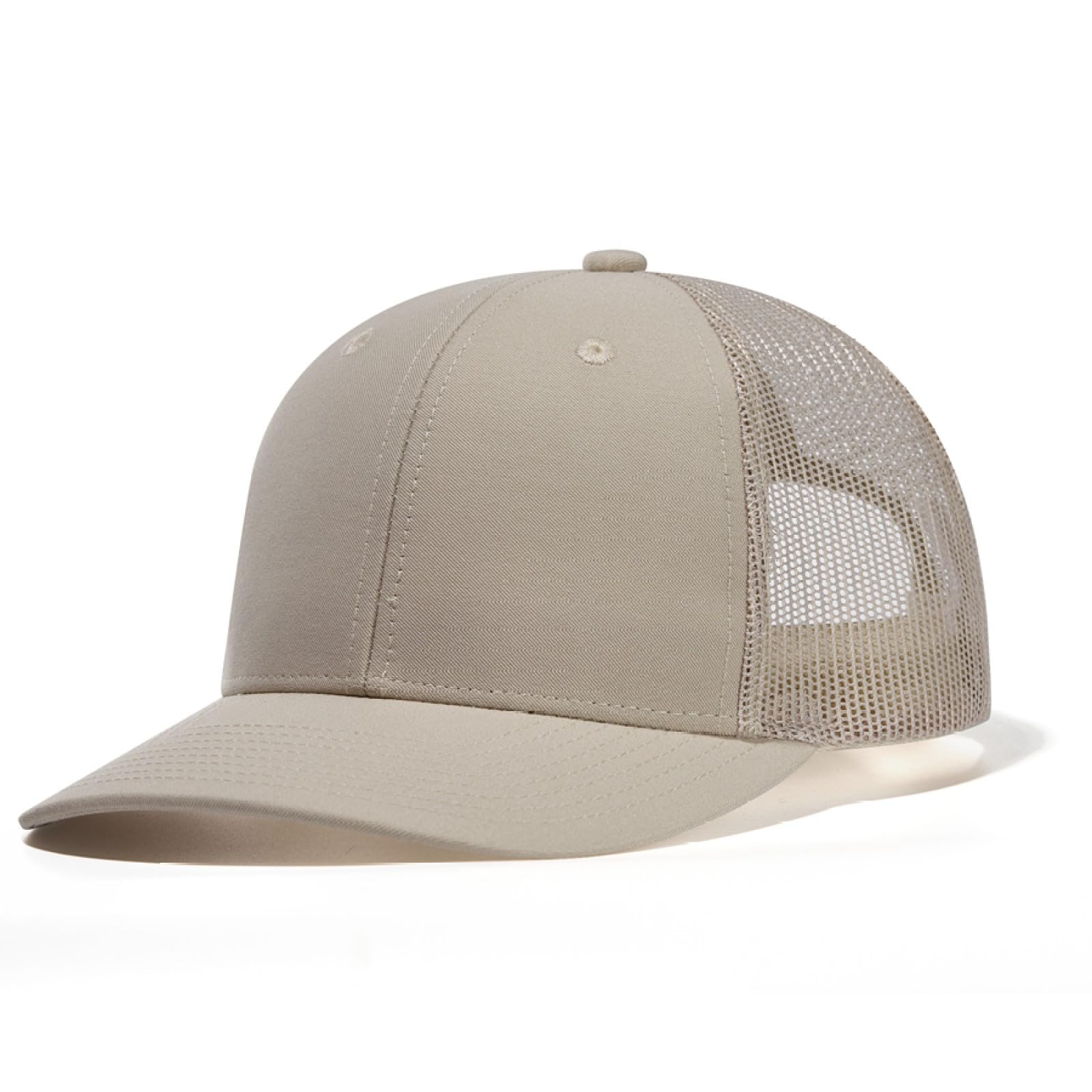 HaloHorus Curved Snapback Trucker Hat for Men Women, Adjustable Mesh Athletics Baseball Cap for Running, Hiking, Workout, C6 Khaki, One Size