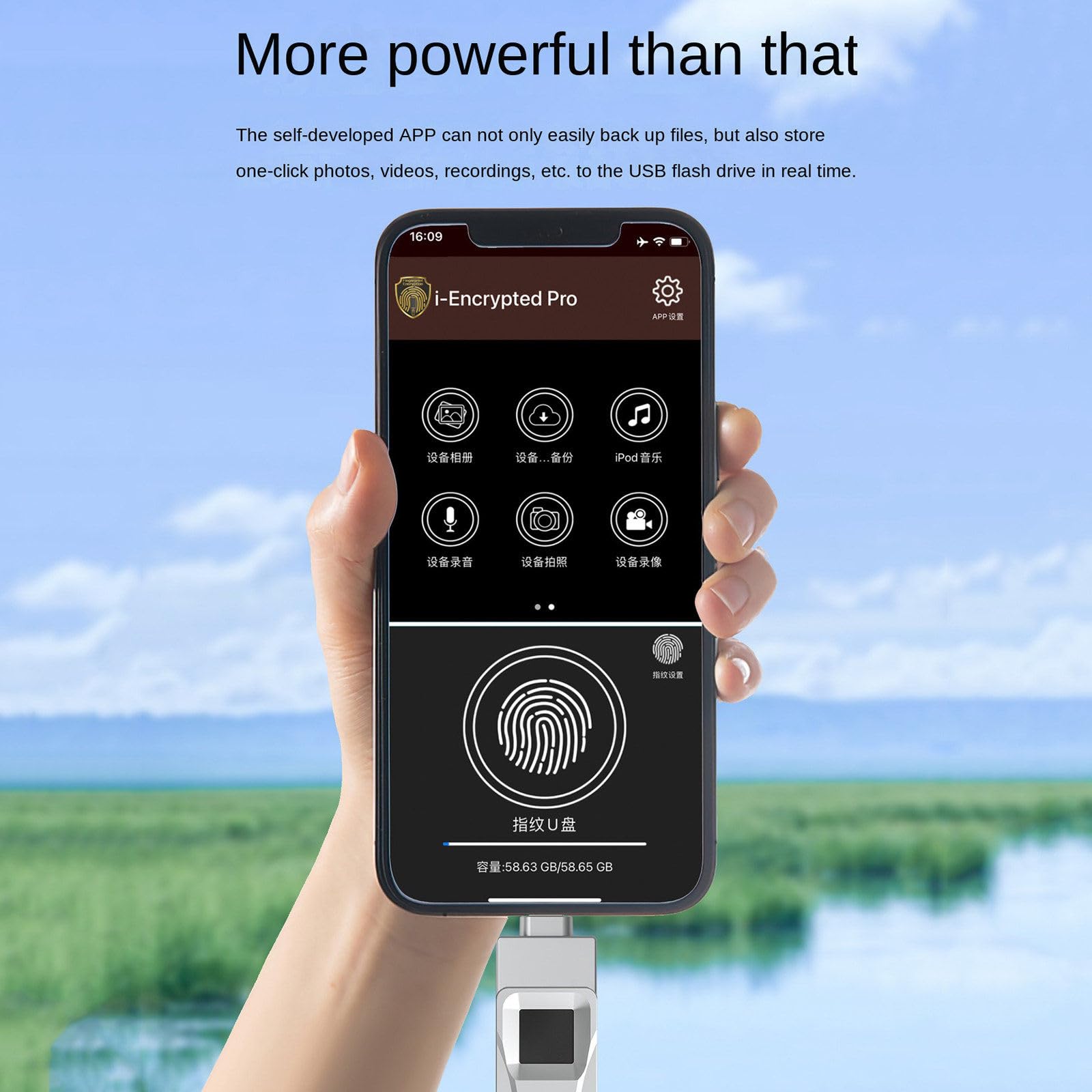 Chiavetta USB crittografata con impronta digitale da 64 Gb 128 Gb 256 Gb 512 Gb per computer e telefono cellulare,128GB