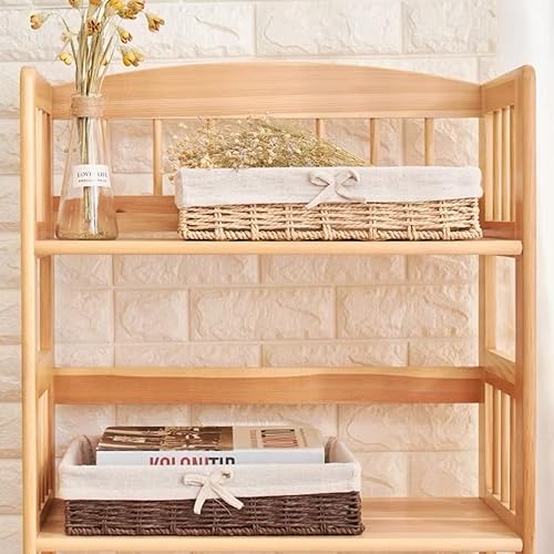 Miniatura 6 de Juego de 4 cestas de almacenamiento de mimbre tejidas a mano para estantes, cesta de ratán para almacenamiento de baño con forro, cestas decorativas