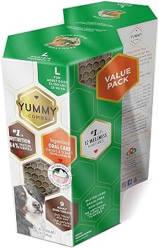 Yummy Combs Dental Treats for Dogs | Old Version | Dental Dog Treats for Large Dogs 24oz, 18 Count