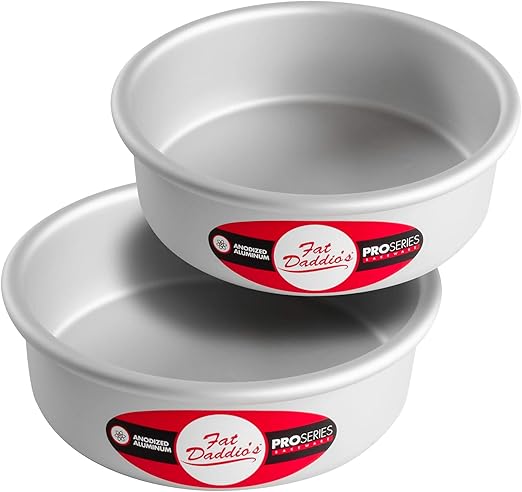 Fat Daddio's Anodized Aluminum Round Cake Pans, 2 Piece Set, 6 x 2 Inch