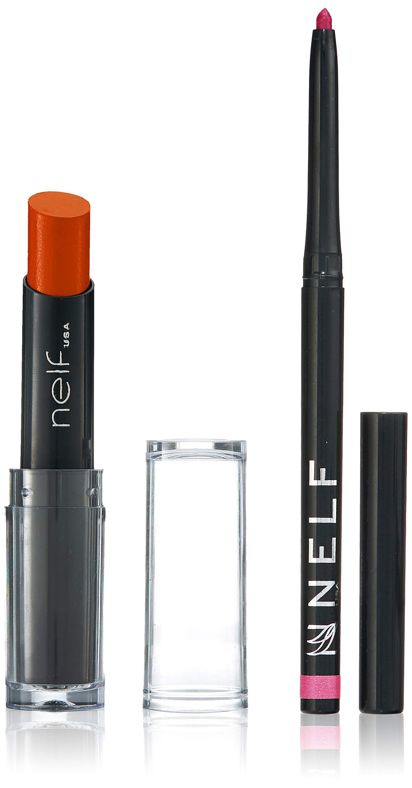 NelfCream Touch Lipstick, Kick As Red, 3.8g and Lip Definer, Peach Peck, 1g