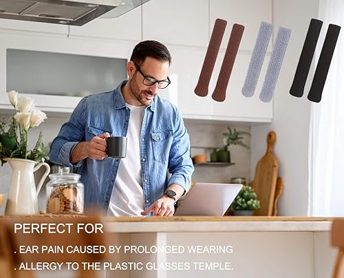 Miniatura 7 de Eyeglasstor 4 pares de almohadillas de algodón suave para gafas, antideslizantes, puntas de patillas, manga, retenedores