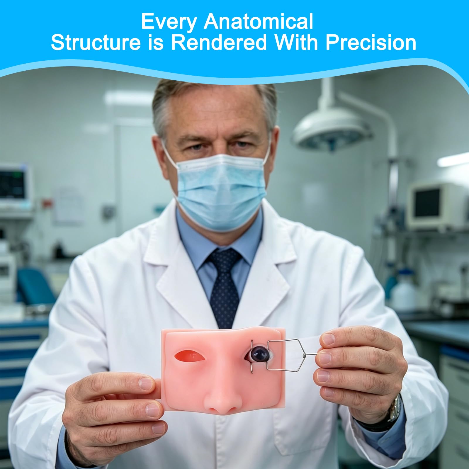 Maniquí oftalmológico de entrenamiento, modelo de cabeza para prácticas de cirugía ocular en laboratorio húmedo, simulador médico profesional de silicona para la formación en cirugía ocular en cerdos