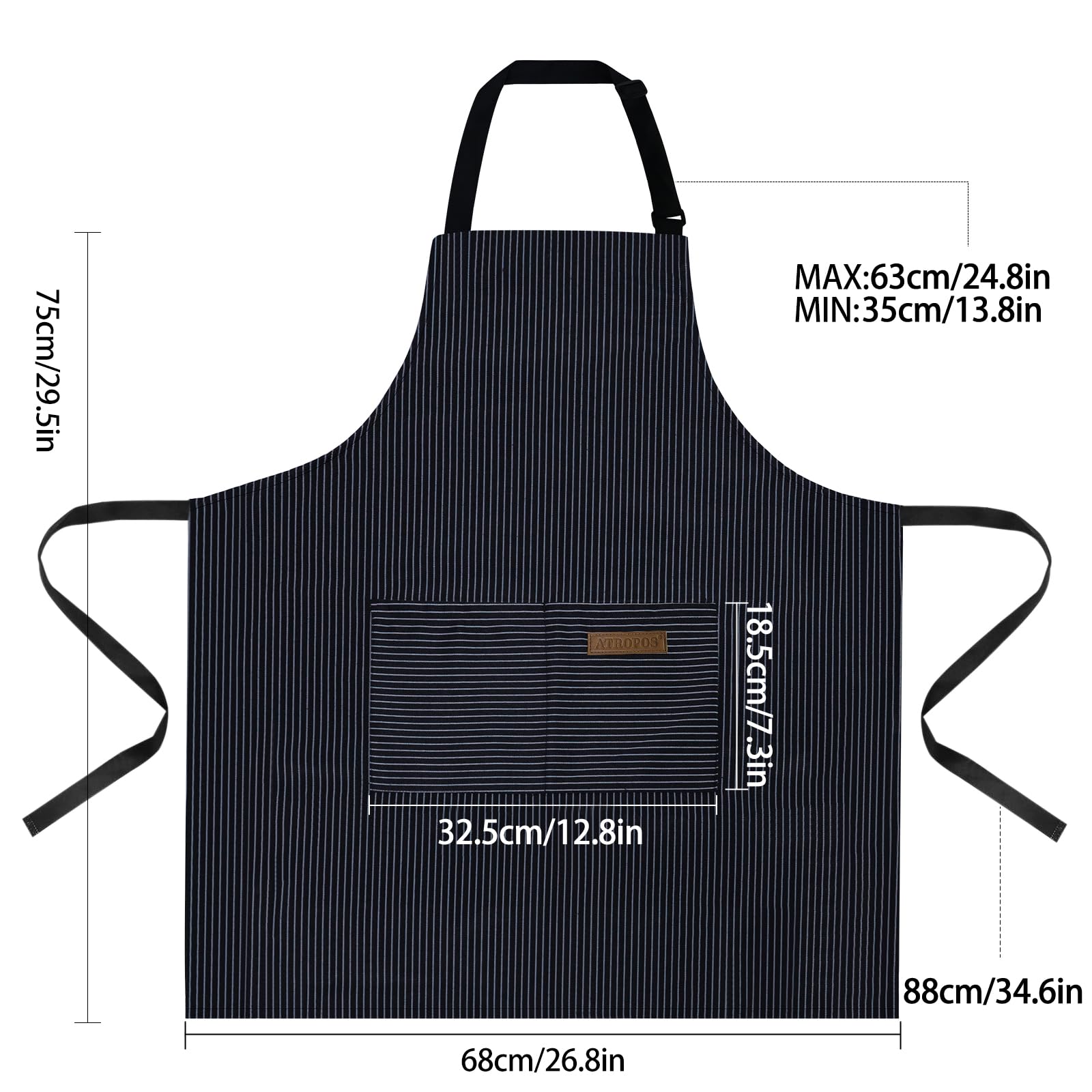 ATROPOS 2 delantales para mujer con bolsillos, delantales para hombre, delantal de cocina (unisex)