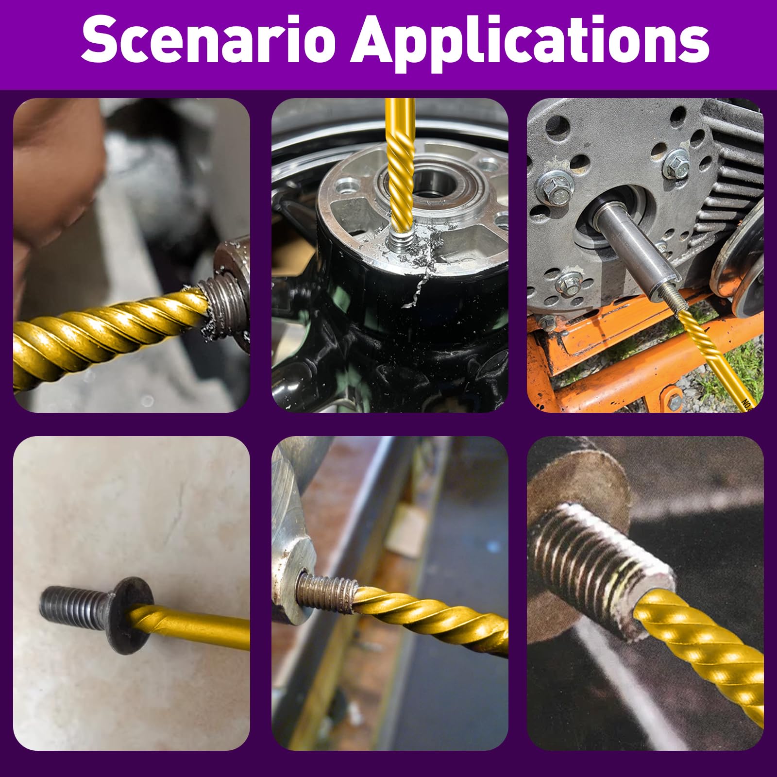 7 PCS Titanium-Plated Screw Extractor Set, Chrome Vanadium Steel, Easy Out Damaged Screw Bolt Extractor Set - Image 3