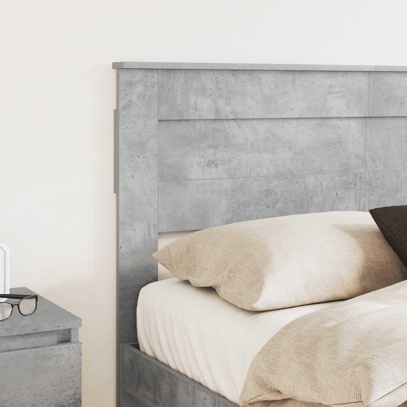 Tête de lit Gris béton en Bois d'ingénierie pour Chambre Adulte ou Enfant Design Moderne scandinave avec Panneau dosseret et Fixation Facile
