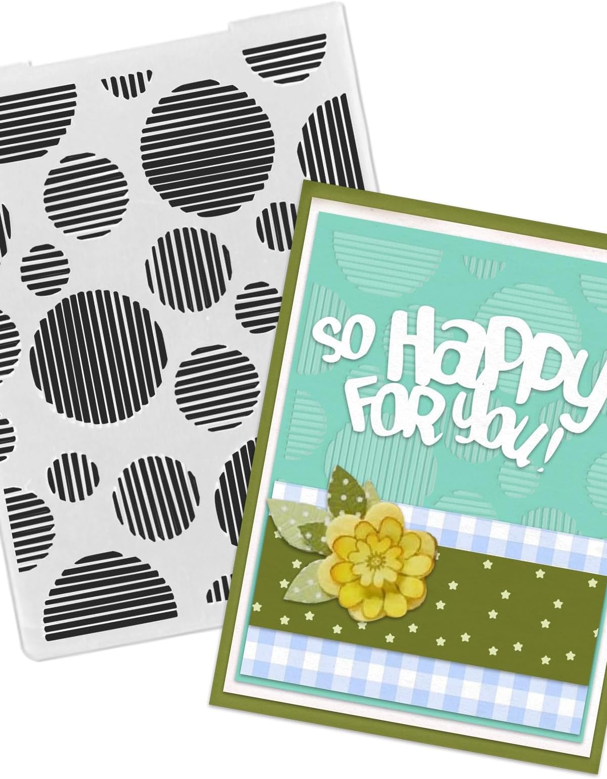 3-D Textured Impressions Background Embossing Folder, Stripe Circle Pattern Plastic Embossing Folder Template for Card Making Scrapbooking Paper Craft Album Stamps DIY Décor