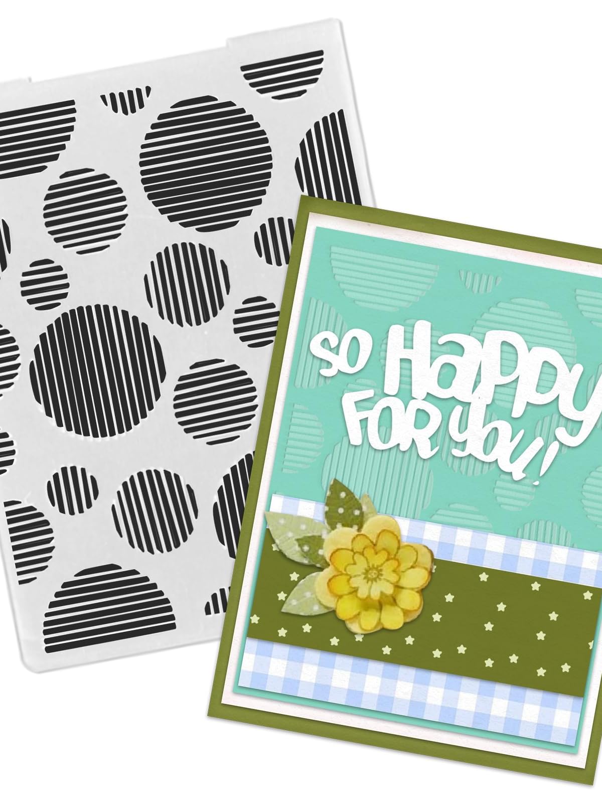 3-D Textured Impressions Background Embossing Folder, Stripe Circle Pattern Plastic Embossing Folder Template for Card Making Scrapbooking Paper Craft Album Stamps DIY Décor