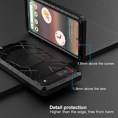 Miniatura 3 de Feitenn Funda de metal para Pixel 6A 5G, funda protectora resistente para Pixel 6A, funda protectora de silicona dura de silicona resistente a